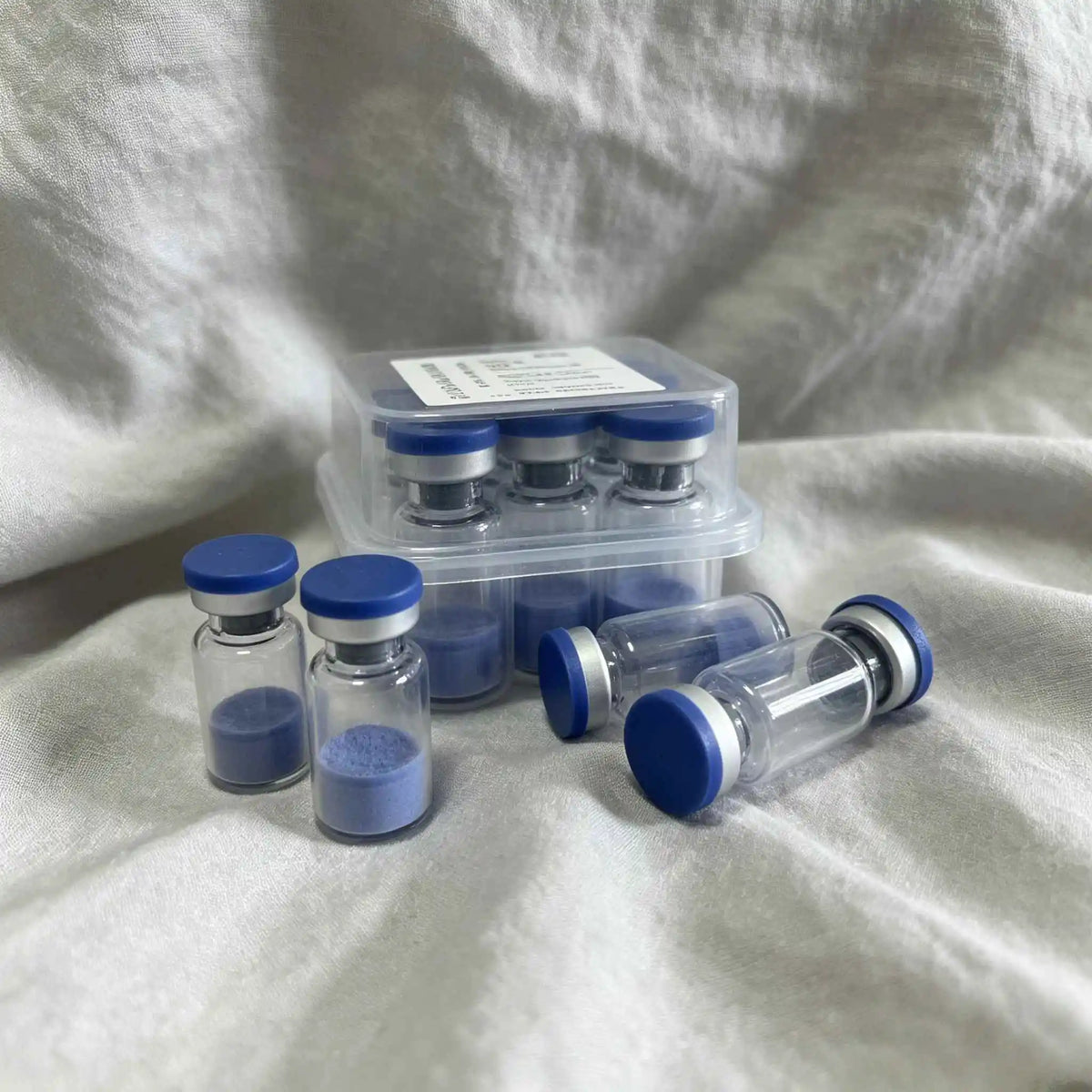 (Cap Color Varies) High-Quality Lyophilized GHK-Cu Copper Powder (50mg & 100mg) — 1 Box / 10 Vials: Repairs Skin Damage, Hydrate