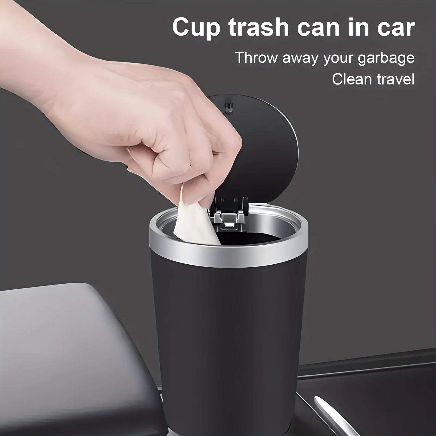 Mini Car Trash Can Cup Holder Trash Bin with Lid Leakproof Garbage Can Washable Cup Car Accessories