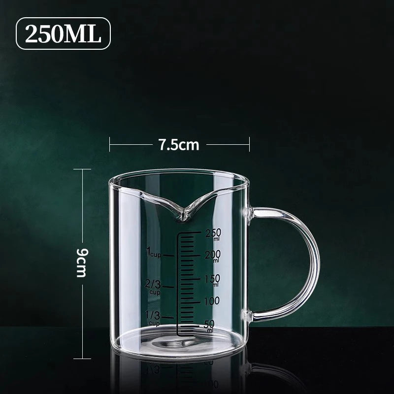 YWDL 1/2pcs Glass Measuring Cup With Handle Heat-resistant Laboratory Beaker Kitchen Milk Coffe Measuring Mug 250/350/500/1000ml