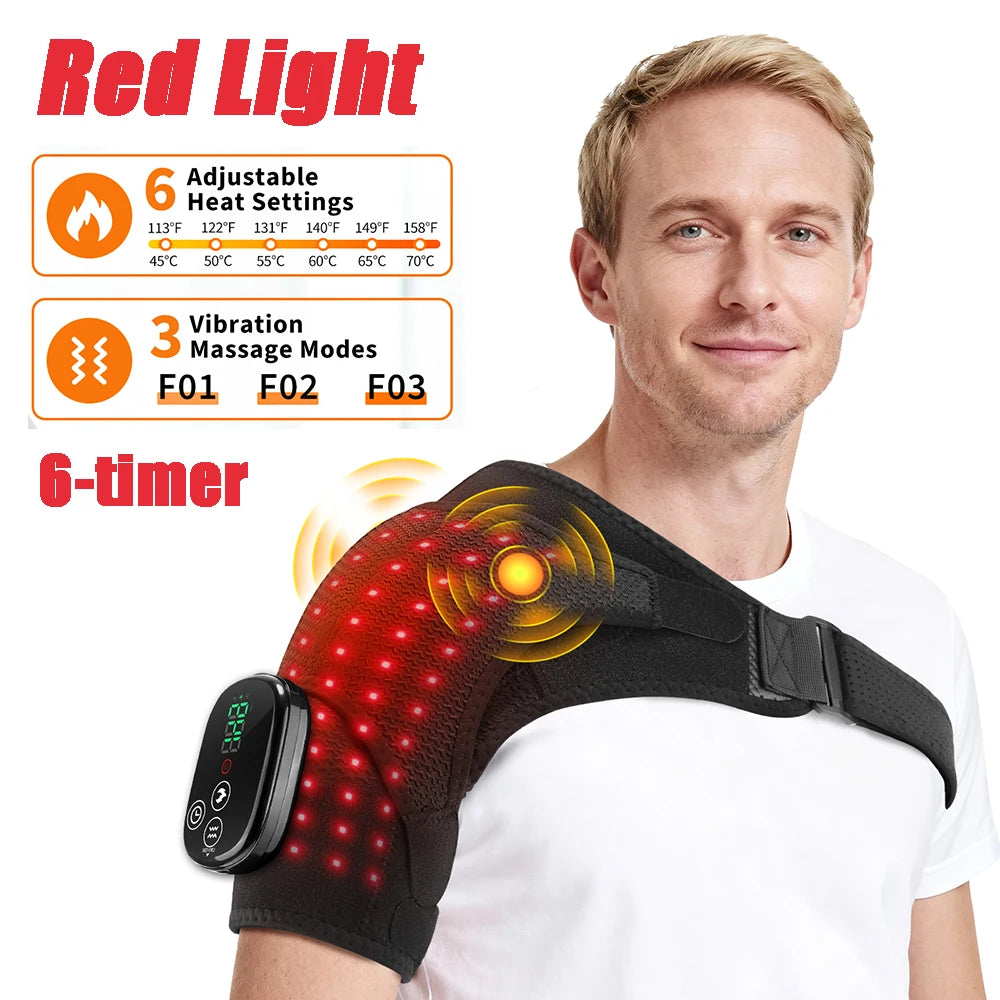 Portable Shoulder Massage Belt 3 Levels Adjustable Heating Vibration Shoulder Support Brace Wrap Pad Massage Relaxation Cordless