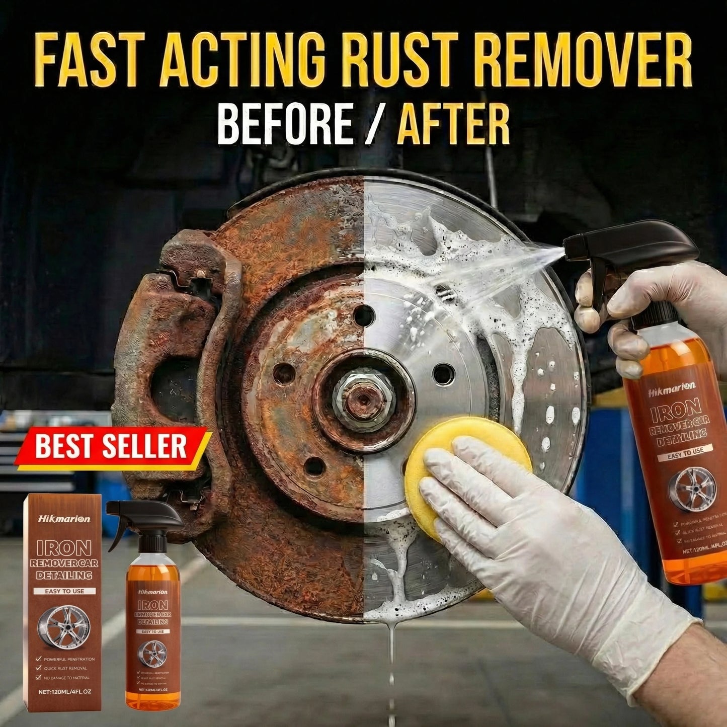 Metal Rust Remover & Protective Spray for Auto Parts Wheels Rims Chassis Metal Anti-Rust Repair Fast Acting to Paint Surface