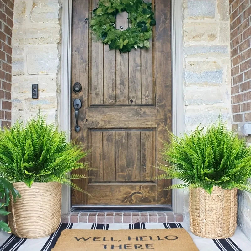 2pcs Artificial Plants Fake Boston Ferns Bushes Faux Shrubs Greenery UV Resistant Plant for Home Garden Outdoor Yard Decor