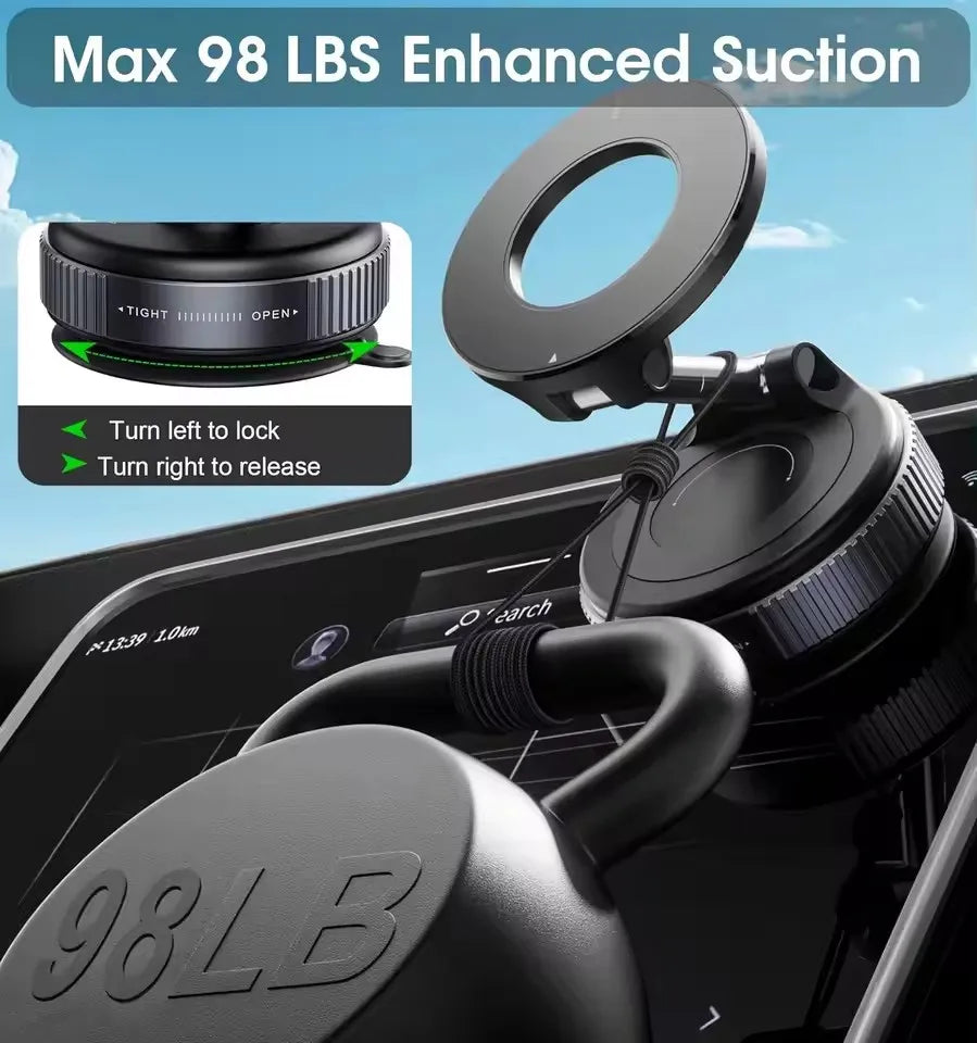 New Folding Strong Magnet Magnetic Phone Holder 360° Rotation Desk Car Vacuum Suction Windshield Dashboard Mobile Holder