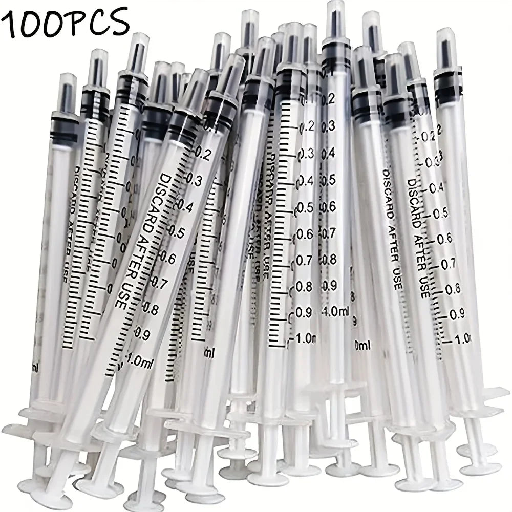 1ml 1cc Syringe No Needle Plastic Injector with Cap, Suitable for Pet Oral, Supplement, Oil or Glue Applicator, for Measuring or