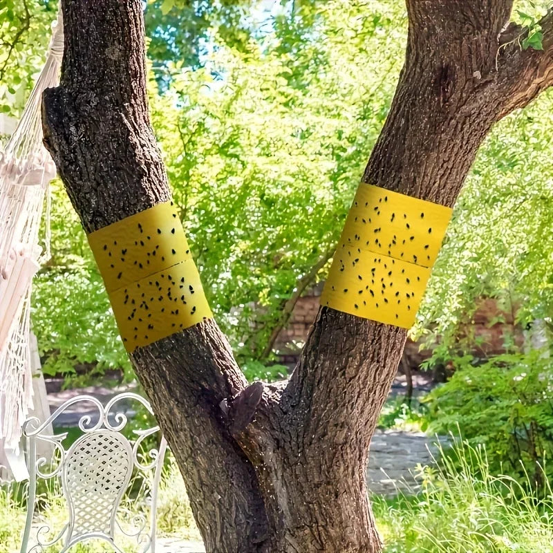 1 Roll 10M Yellow Double-Sided Sticky Insect Barrier Tape Anti-Climb Insect Trap Tape Non-Toxic for Ants Moths Aphids Whiteflies