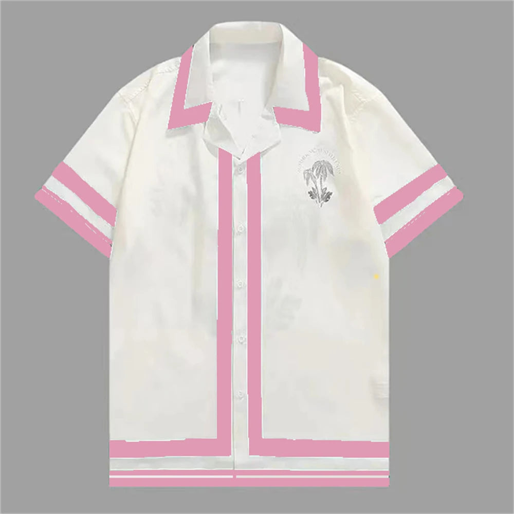 2025 Men's Short Sleeve Shirts Fashion Shirts Hawaiian Casual Comfortable Vacation Travel Oversized Tops camisa blanca hombre