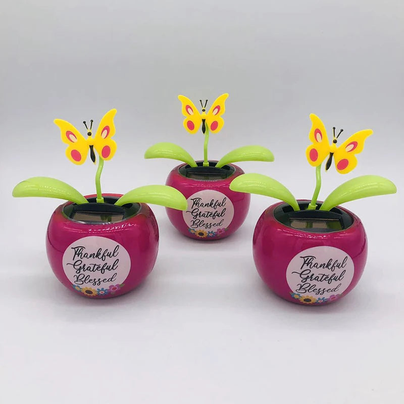 Car Ornament Solar Apple Flower Automatic Swing Sun Flower Bee Butterfly Love Beetle Car Decoration Accessories