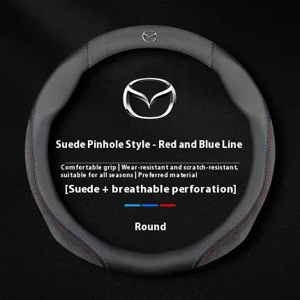 Suede Leather Car Steering Wheel Cover Sports style For Mazda 3 5 6 SKYACTIV Axela Atenza MX5 BT50 CX30 CX5 CX7 CX8 CX9 RX7 RX8