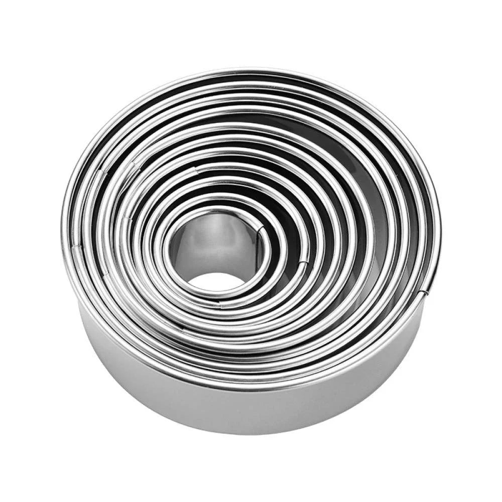 11/12PCS Cookie Cutter Set, Stainless Steel Rolled Edge, Round Baking Molds, For Fondant Pastry Donut Mousse, Home Kitchen Tools