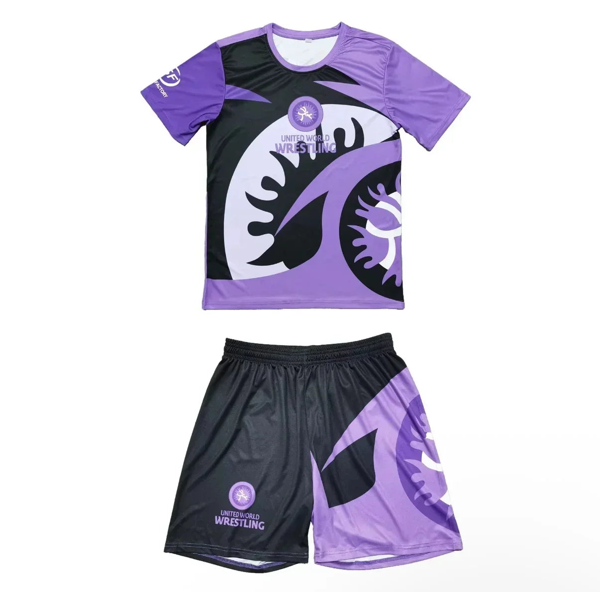 2026 New Men World Wrestling Team Sportswear Set Short Sleeve T Shirt and Shorts for Workout Lightweight Moisture Wicking