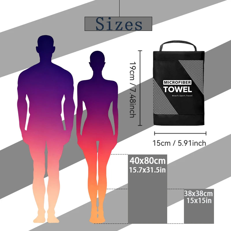 Super Absorbent 2PCS Towel Fast Drying Sports Towel Suitable Swimming Camping Fitness Breathable Durable Travel Essentials