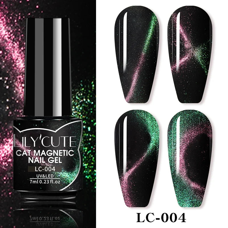 LILYCUTE 7ml 9D Cat Magnetic Gel Nail Polish Iridescent Magnet Semi