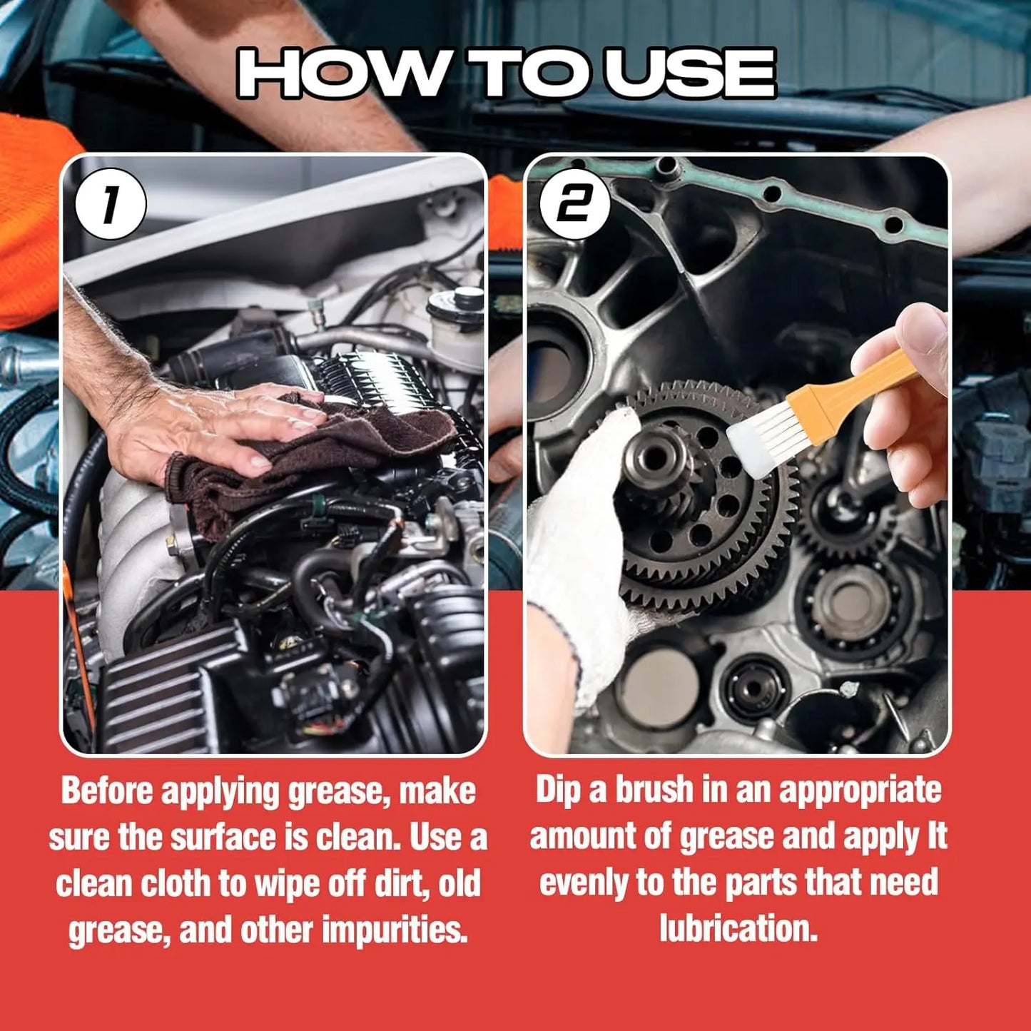 Multi-Purpose White Lithium Grease by SIKEZHAN, Lubricant with Brush for Garage Doors, Bearings & Automotive