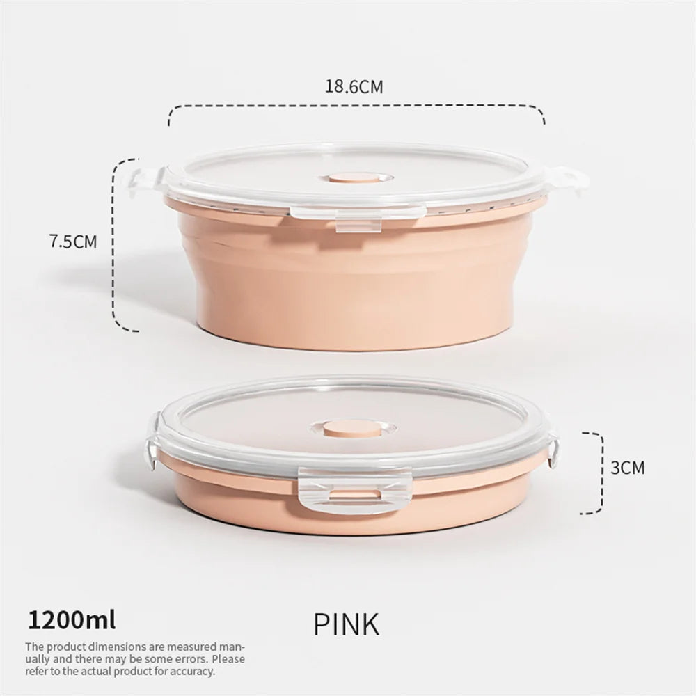 Collapsible Food Storage Container with Lid Portable Silicone Food Container Microwave Freezer Safe Lunch Box