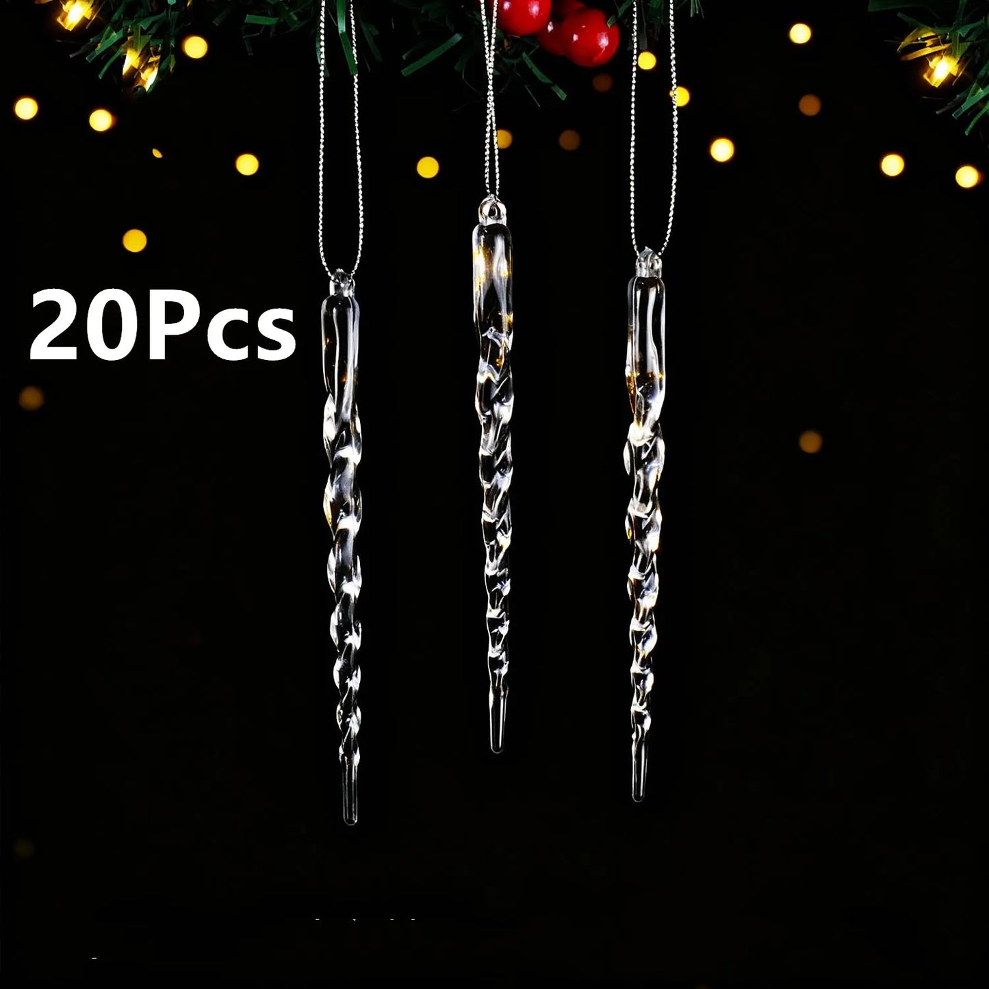 20 PCS Transparent acrylic Christmas tree ice column decoration Christmas, New Year, Holiday, Wedding, Winter Party Decoration 5 Various styles of ice pillar ornaments