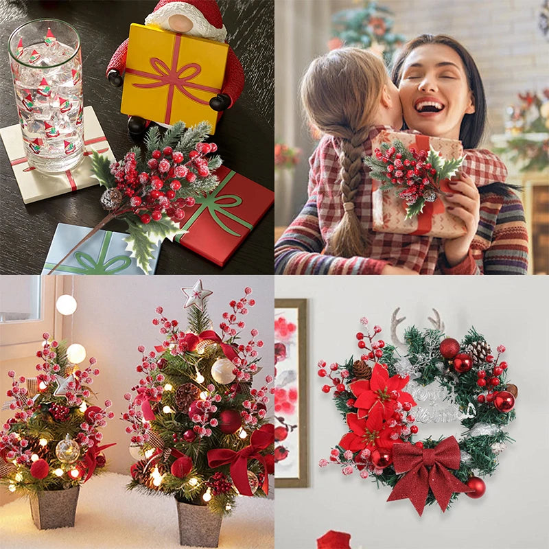 10/20Pcs Red White Berry Stems Merry Christmas Decoration Christmas Tree Ornament for Home Decor DIY Crafts 2026 New Year Gifts