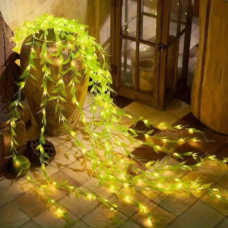 3M USB Maple Leaf Curtain Lights Ivy Artificial Green Leaf Garland Fairy Light String for Indoor Outdoor Wedding Wall Decoration