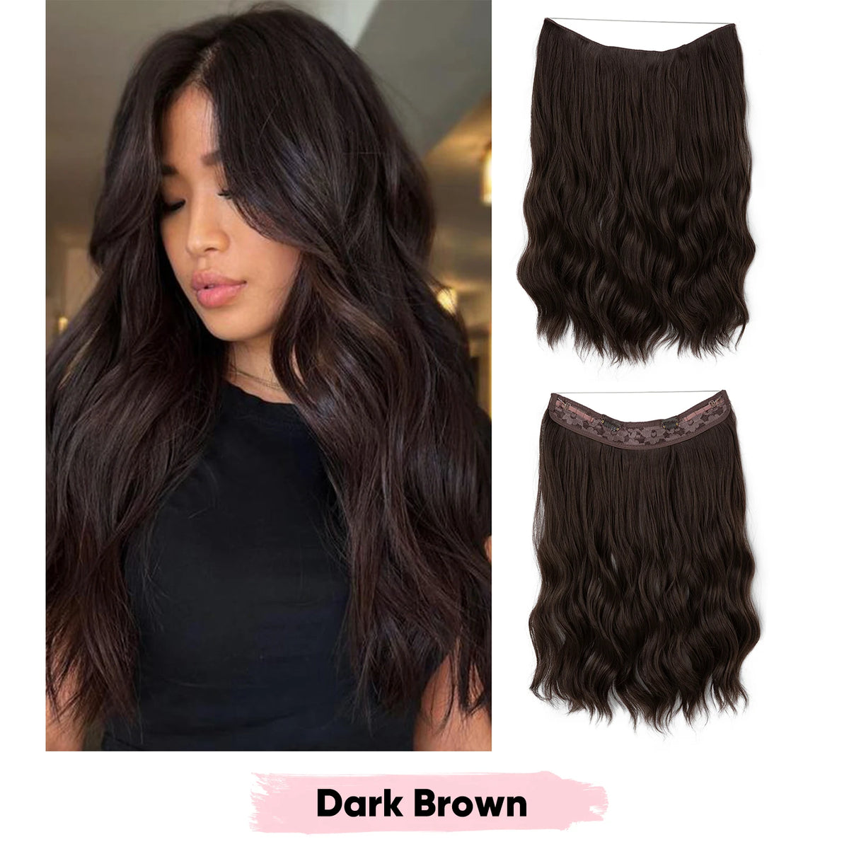 SARLA Synthetic Wave Invisible Wire Clip in Hair Extensions Fish Line With Clips Hairpiece Ombre Fake Hair Piece For Woman
