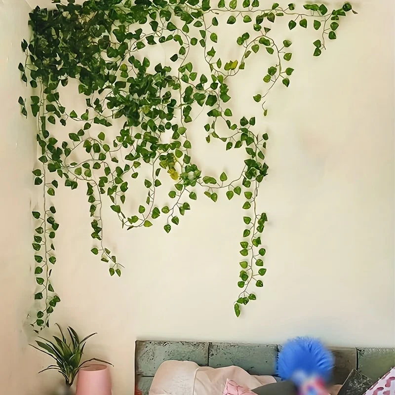 3pcs Artificial Green Ivy Vine Lifelike Faux Hanging Plant for Bedroom Wall, Wedding Indoor Outdoor Decor, Patio Decoration