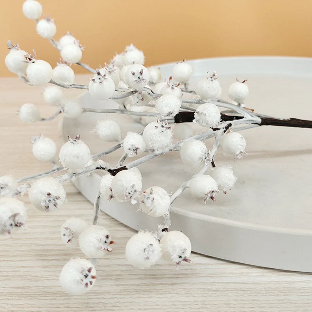 2pcs/ 5pcs Artificial Berry Stems, Winter Berry Picks Christmas Artificial Berries Fake Berry Branches Winter White Holly Stems