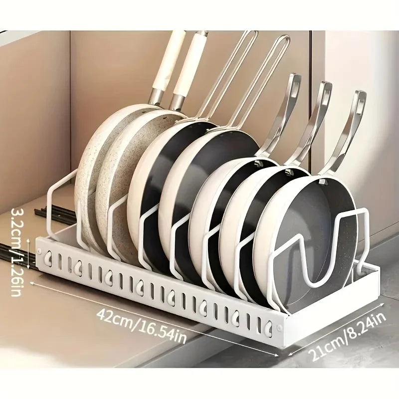 8 Adjustable Dividers Pull Out Pot Pan Rack With Lid Storage Box Under Sink Cabinet Kitchen Organizer