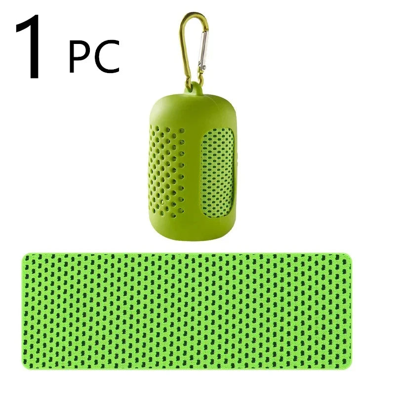 1Pcs Quick-Drying Sports Towel with Storage Box and Cooling Ice Blanket for Outdoor Fitness and Camping Cycling Hiking