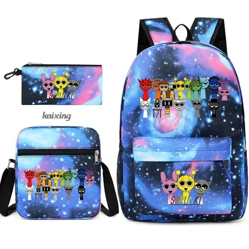 Sprunki Anime Backpack Set 3pcs