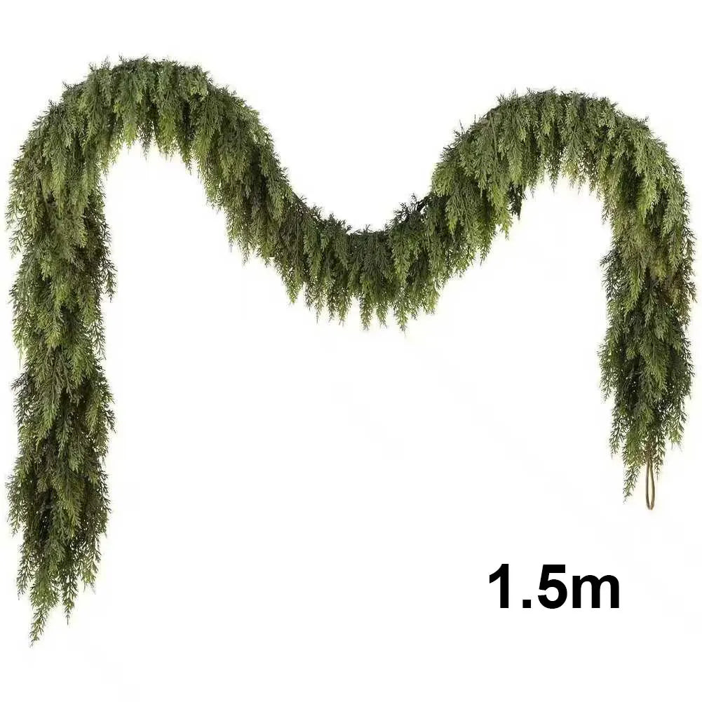 Artificial Cedar Garland with Dense Flexible Branches Realistic Greenery Pine for Holiday Home Decoration 120 to 270cm