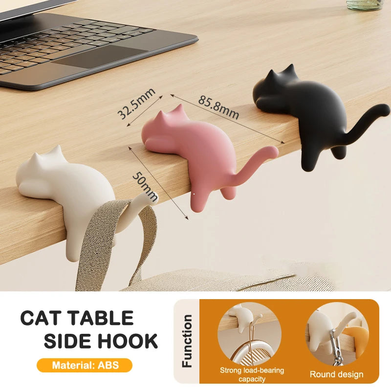Cute Cat Bag Hook Portable Table Hook Handbag Backpack Organizer Holder for Home Office Desk Side Decor Travel Bag Hanger