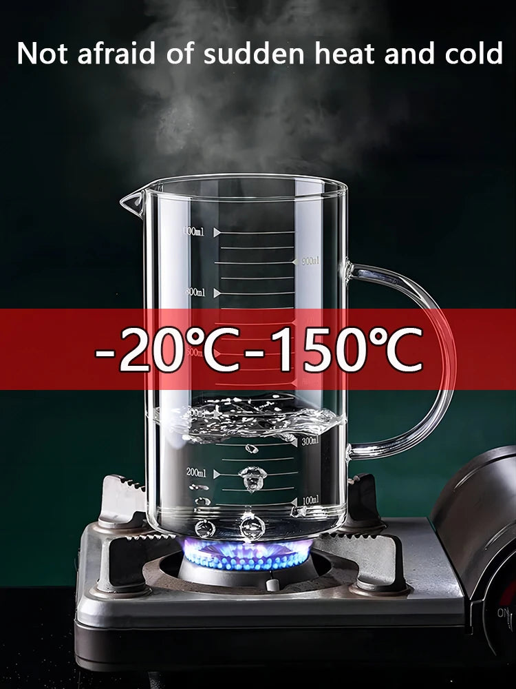 YWDL 1/2pcs Glass Measuring Cup With Handle Heat-resistant Laboratory Beaker Kitchen Milk Coffe Measuring Mug 250/350/500/1000ml