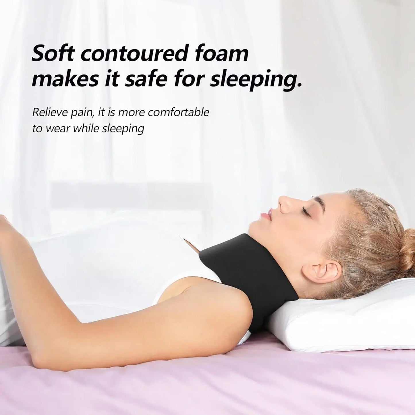 Soft  Neck Brace Universal Cervical Collar, Adjustable Neck Support Brace for Sleeping - Relieves Neck Pain and Spine Pressure
