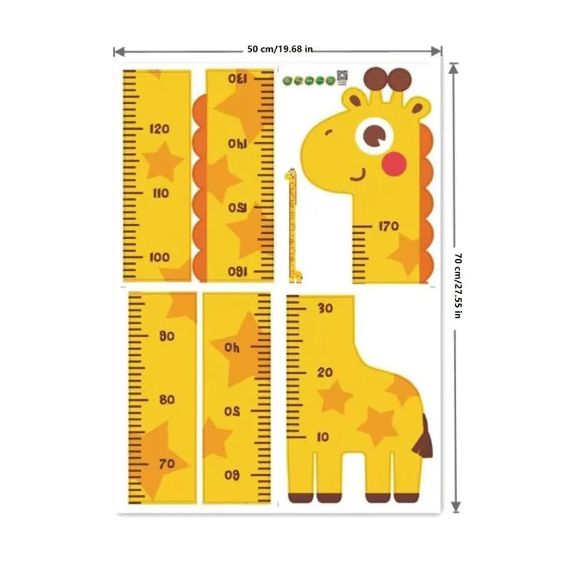 Children Growth Height Ruler Sticker To Measure And Record Kids Height With Unicorn Dinosaur Giraffe Cartoon Nursery Decor