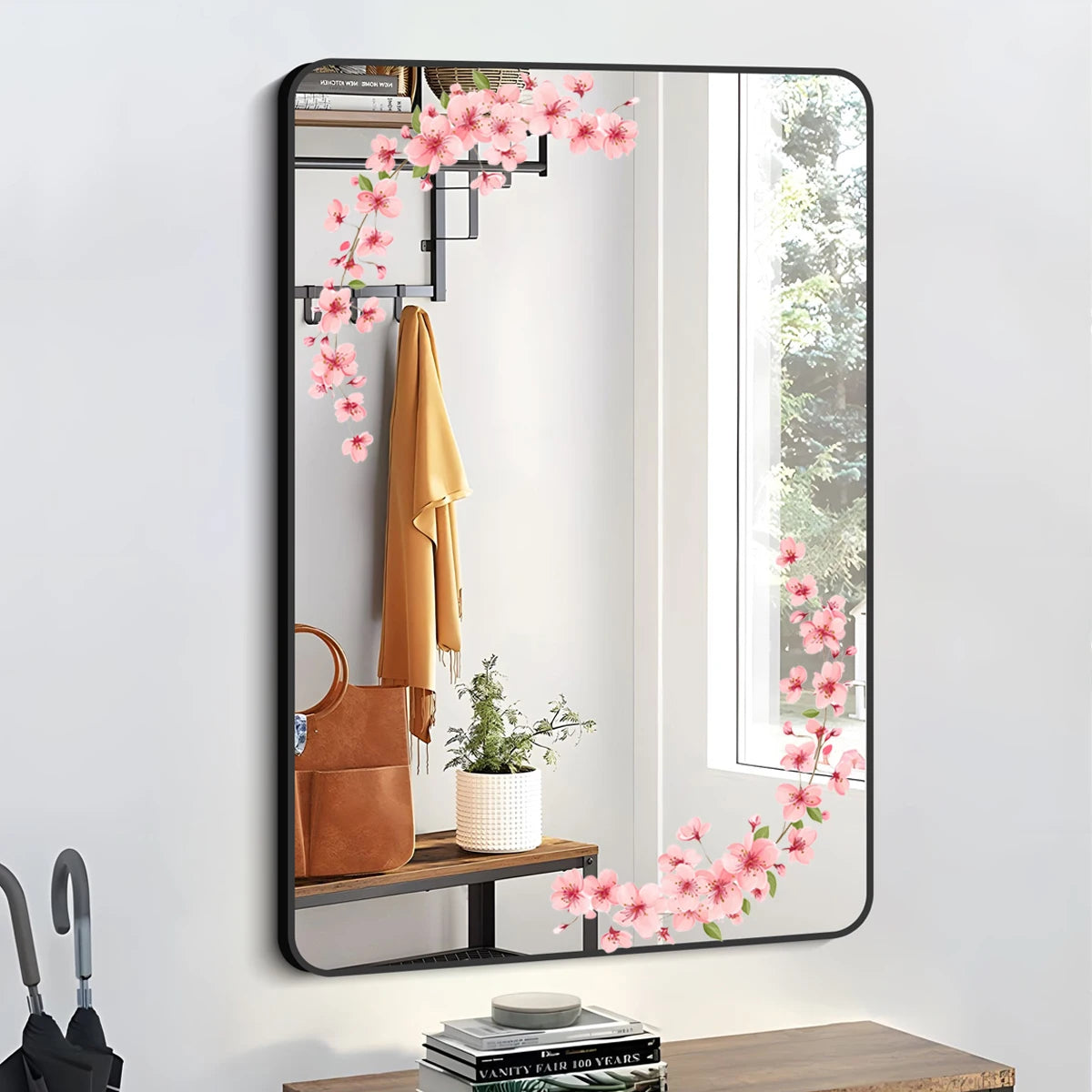 1PC Creative floral window stickers with cute peach blossom patterns, suitable for decorating living rooms, bedrooms, home furni