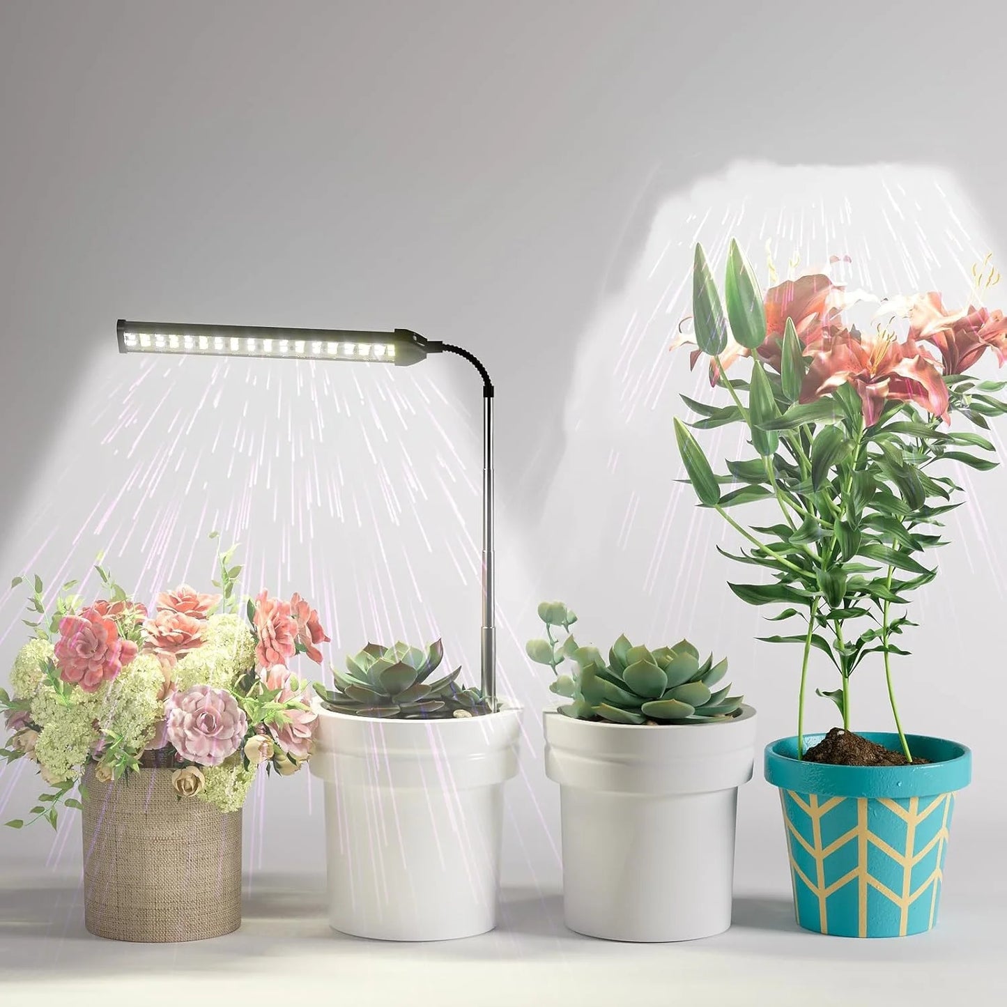 Ground Insertion Flat Tube White Light USB Grow Plant Lamp Full Spectrum Growth Light 5V Timed Dimming Fleshy Flower Lighting
