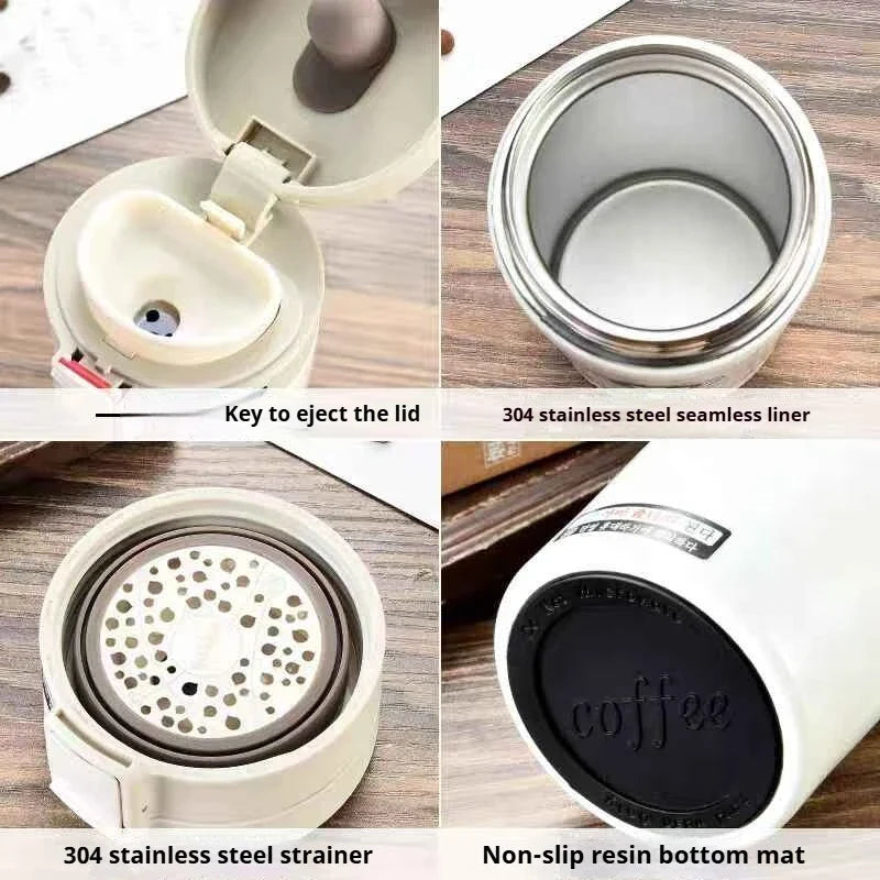 380/510ML Stainless Steel Thermo Bottle Coffee Cup  Outdoor Sports Vacuum Flask Car Thermal Cup Keeps Cold and Heat Thermal Mug