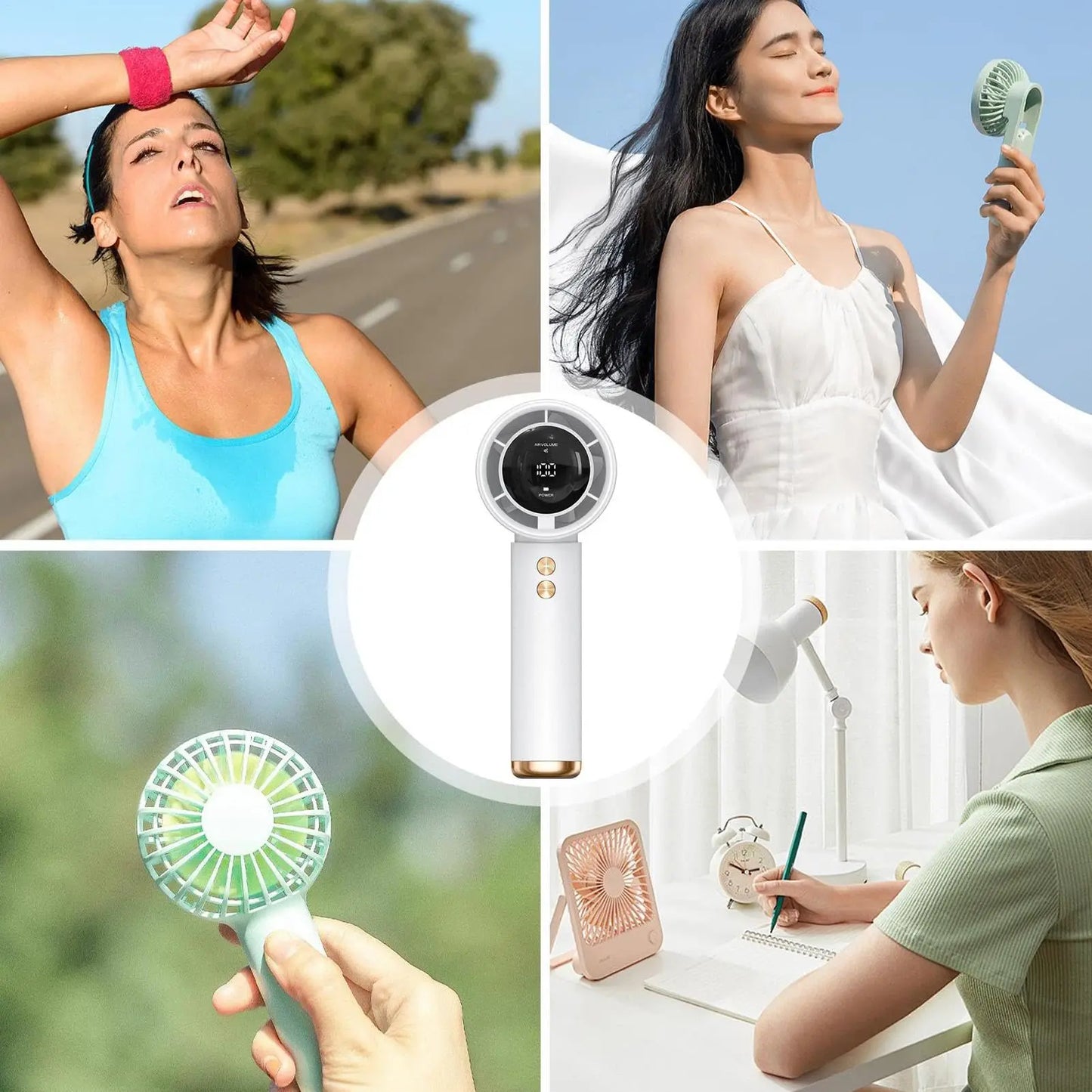 2026 USB Rechargeable Handheld Turbo Fan Mini Portable Air Cooler LED Display Quiet High Speed Adjustable