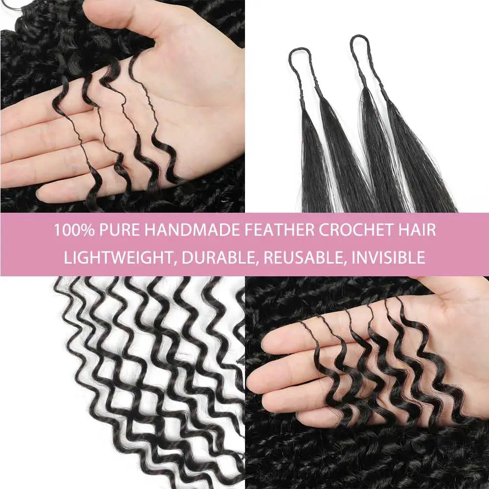 100% Human Hair Miracle Knots Hair Feather Crochet Hair Water Wave Human Crochet Hair Knotless Braiding Hair Extensions
