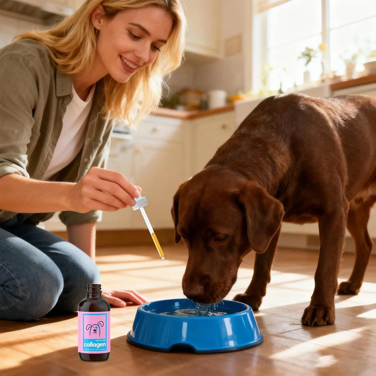 30ml Liquid Collagen for Dogs Skin Coat Supplement Premium Grass-fed Collagen for Dogs Biotin Vitamin C Hyaluronic Acid