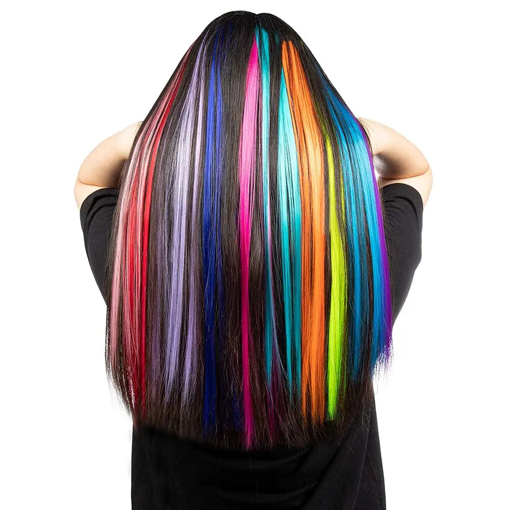 50 Pcs Hair Feathers with Hair Extension Tools,Long Straight Synthetic Hair Feather Extensions Kit with Beads for Women Girls