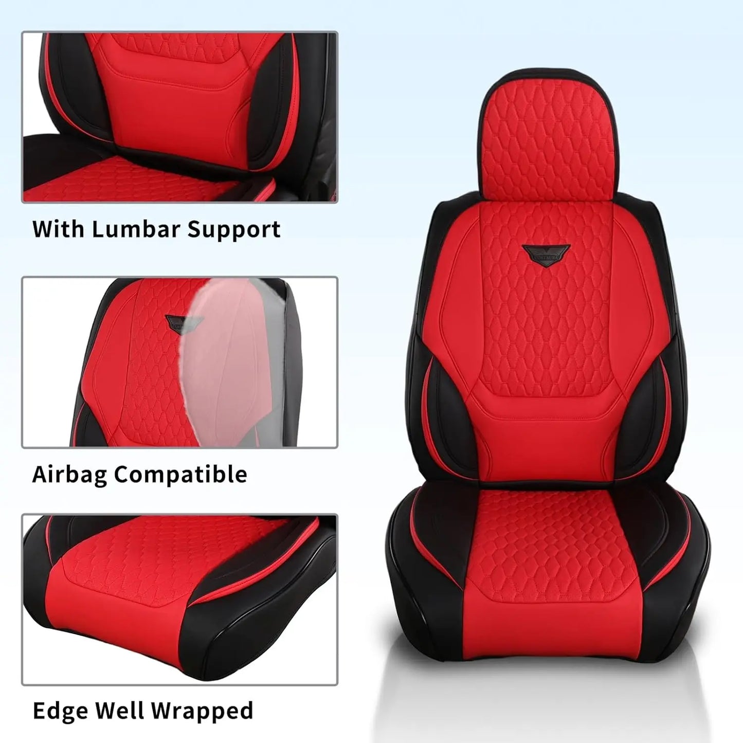 EKR Universal Car Seat Covers Full Set Waterproof Leather Auto Seat Protection All-Season Universal Fit Most Car Sedan SUV