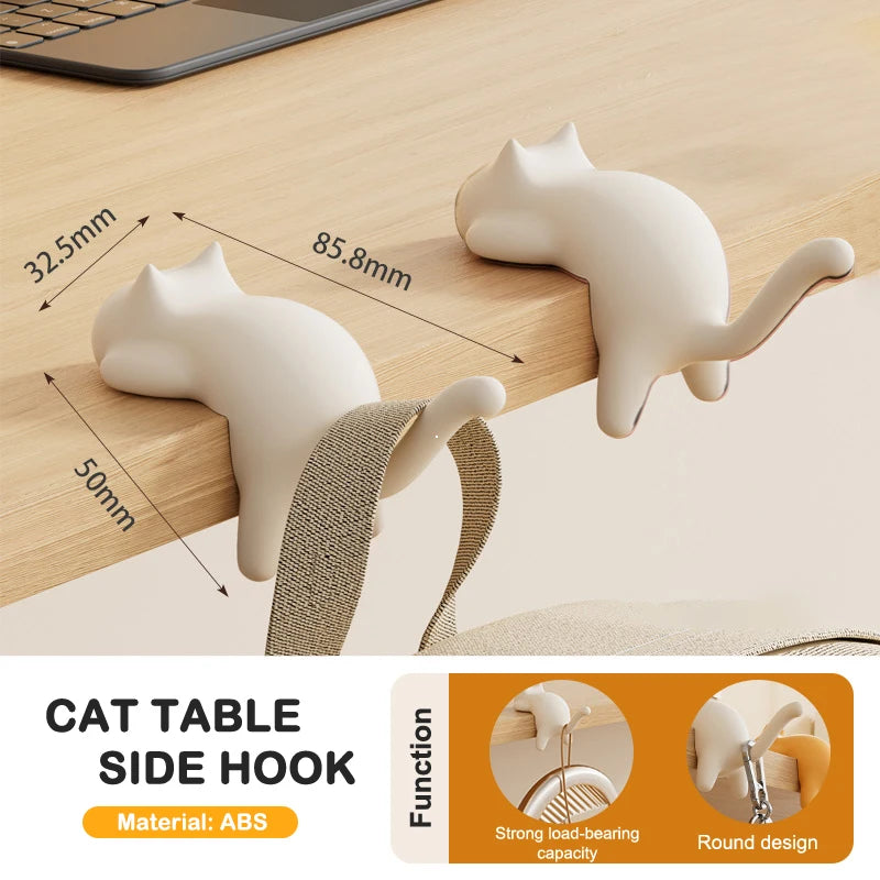 Cute Cat Bag Hook Portable Table Hook Handbag Backpack Organizer Holder for Home Office Desk Side Decor Travel Bag Hanger