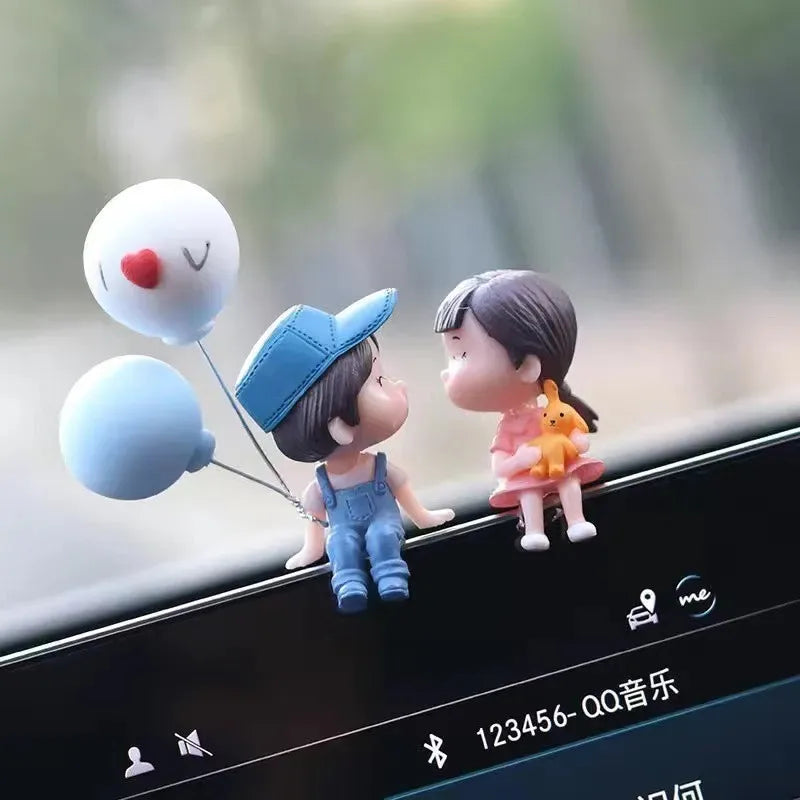 1/2pcs Car Interior Decoration Cute Cartoon Couples Action Balloon Ornament Auto Interior Dashboard Accessories For Girls Gifts