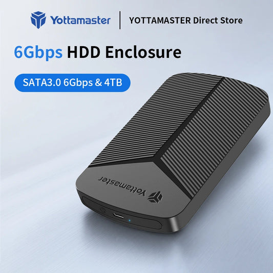 Yottamaster 2.5 Inch HDD Case External SSD Hard Drive Case SATA to USB 3.0 HDD Enclosure for PC Laptop 6Gbps Storage Case Type C