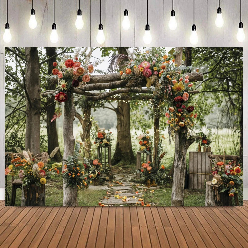 Wedding Ceremony Backdrops Flower Wall Spring Summer Bridal Shower Mr & Mrs Photography Background Photo Studio Props