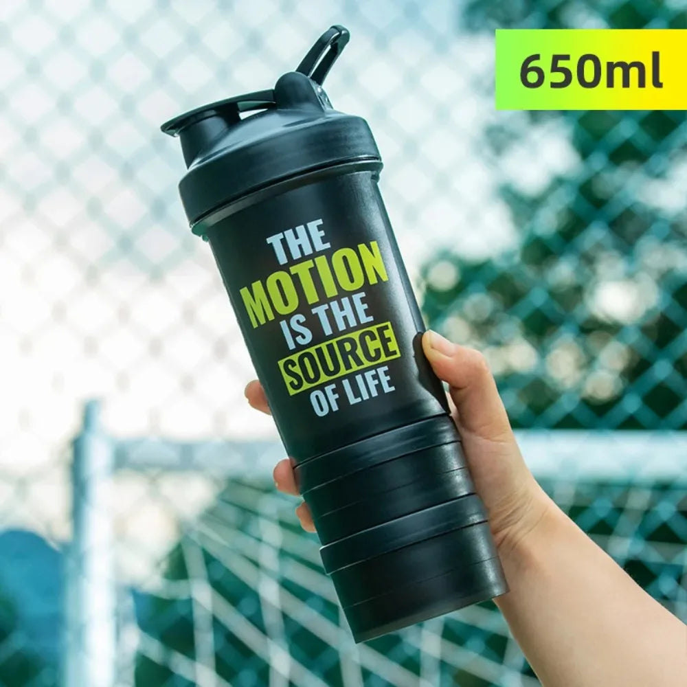 Protein Powder Shaker Cup400/600/650ml with Metal Stirrer Fitness Sports Mixing Bottle Portable Leak Proof Plastic Cup Drinkware