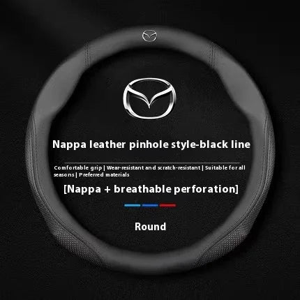 Suede Leather Car Steering Wheel Cover Sports style For Mazda 3 5 6 SKYACTIV Axela Atenza MX5 BT50 CX30 CX5 CX7 CX8 CX9 RX7 RX8