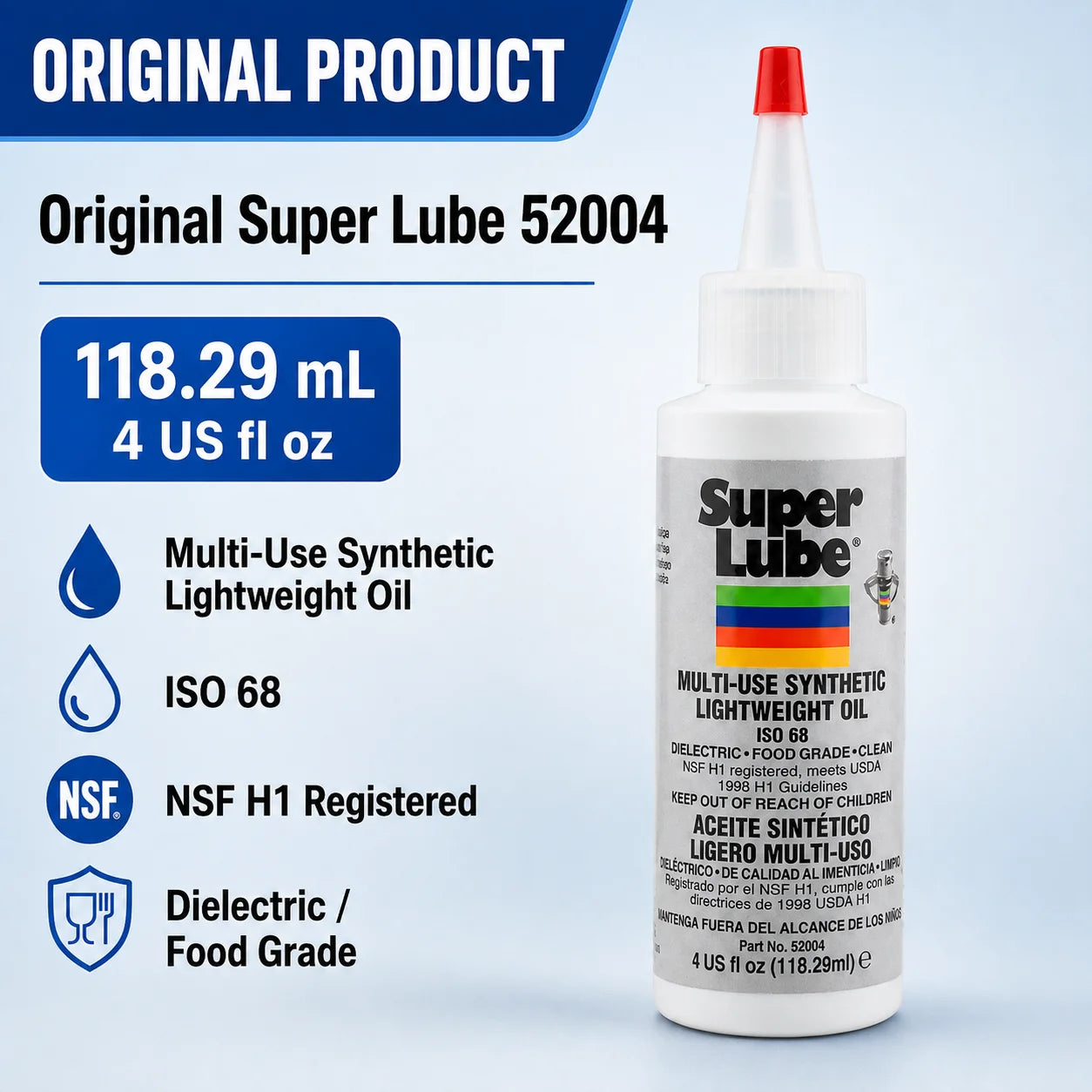 Super Lube 52004 Synthetic Lightweight Oil ISO 68 Multi-Purpose Food Grade Lubricant for 3D Printer Bearings Rails