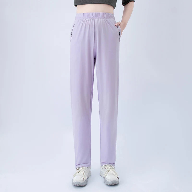 1/3 Piece Set Summer Women's Letter Printed Pocket Casual Pants, Comfortable Plus Size Youth Student Sports Running Harem Pants