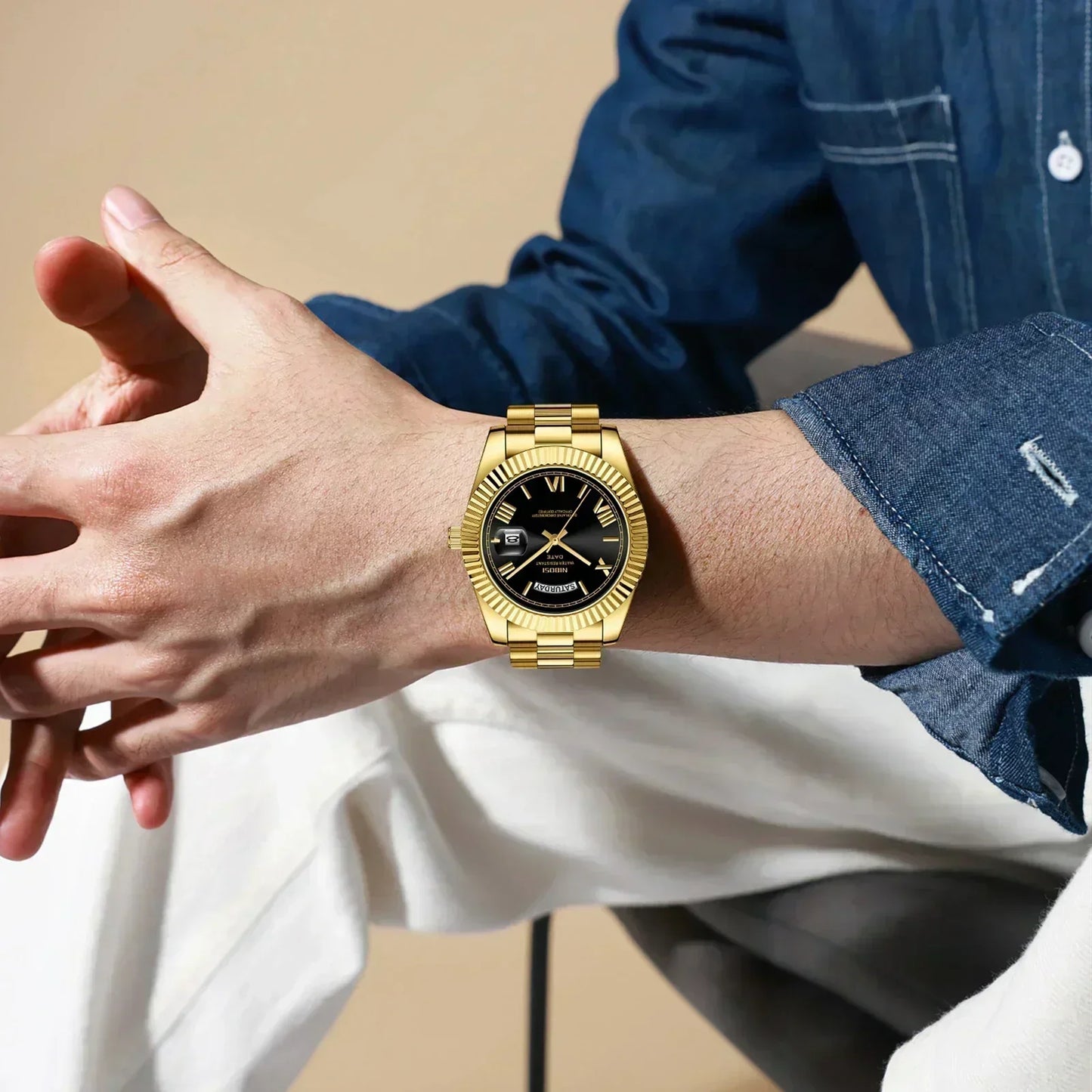 NIBOSI Fashion Watch Men Day Date Miyota Quartz Men Watch Top Brand Luxury Wristwatch Waterproof Steel Male Clocks Reloj Hombre