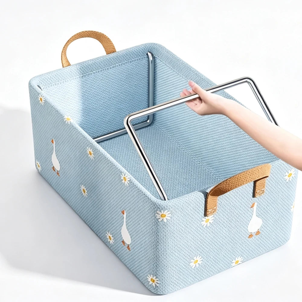 Household Organizer Foldable Clothes and Miscellaneous Items Storage Box with Steel Frame Wardrobe Organization and Storage